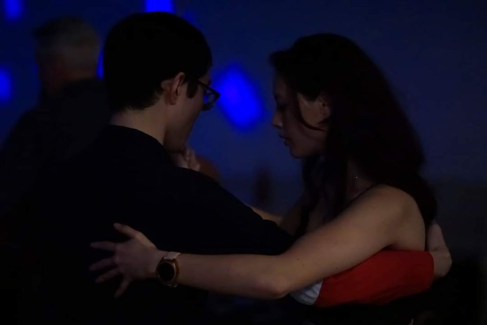 Mid-step during a tango performance