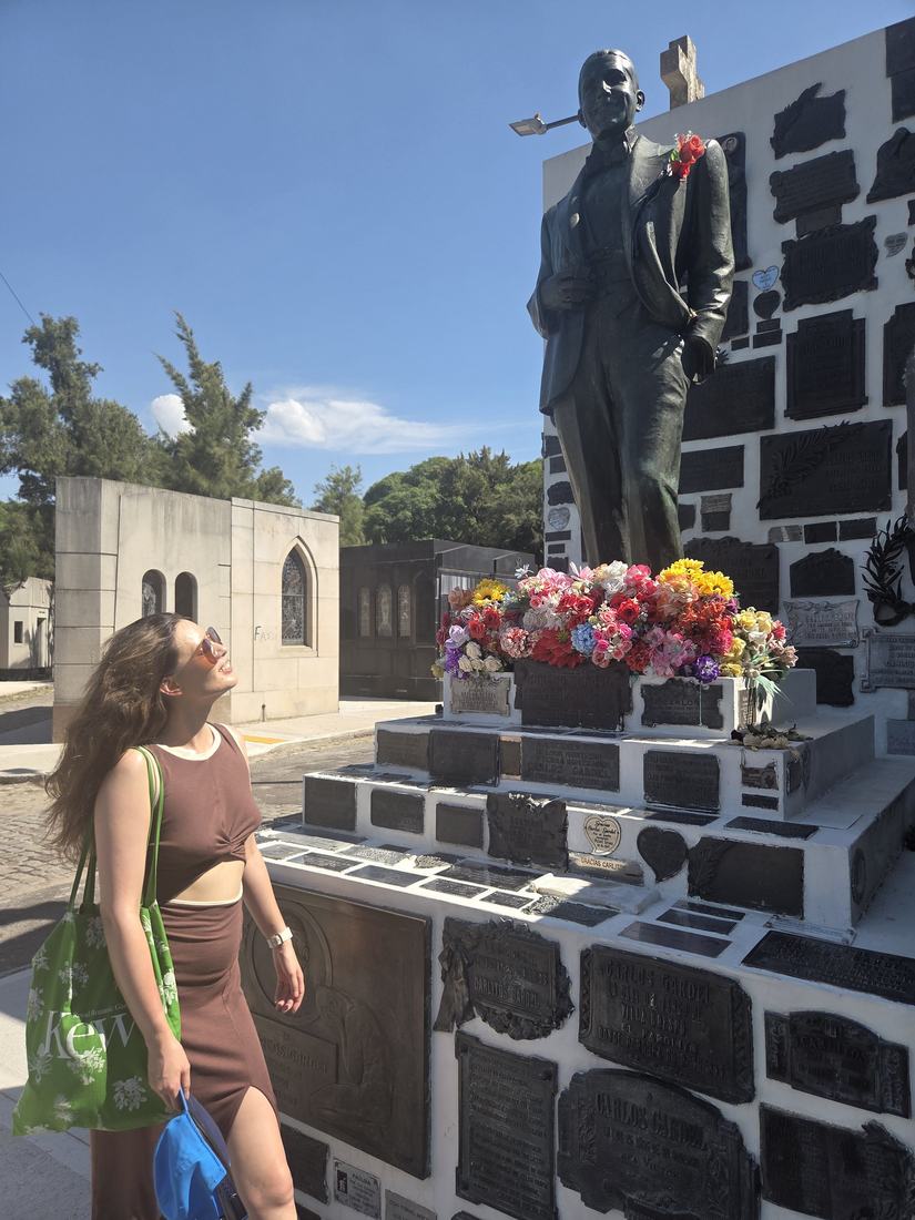 At the memorial to the tango singer Carlos Gardel in Buenos Aires